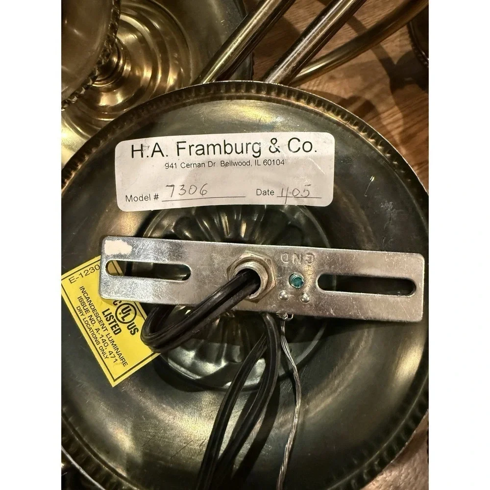 RARE Vintage H.A. Framburg Brass Large Chandelier with 6 Arms